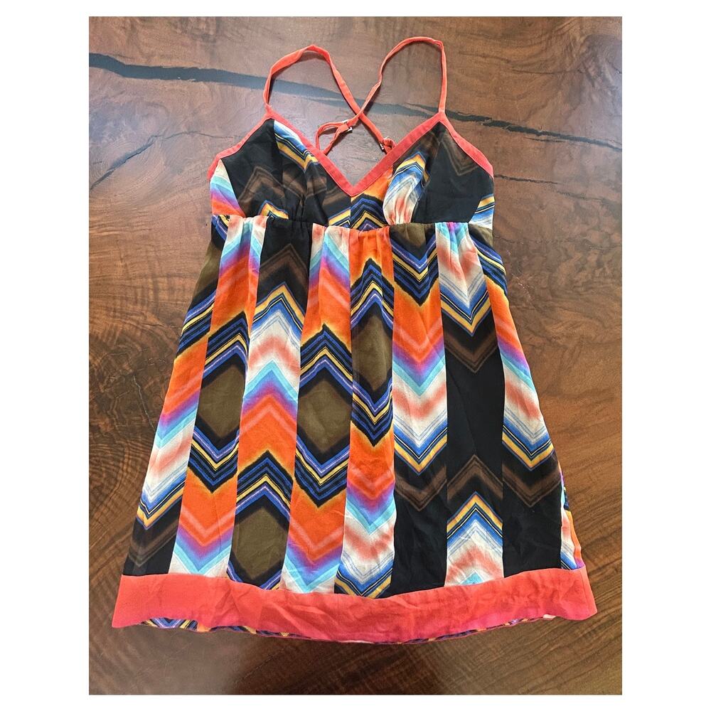 Vintage Guess Jeans Y2K Silk Chevron Mini Dress 5 (S)